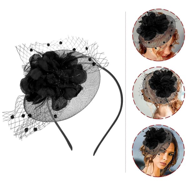Blommig fascinator-hårband för kvinnor brudhåraccessoarer tebjudningshatt (Peng)