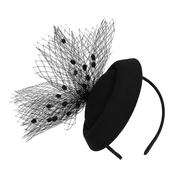Mesh Net Fascinator-hatt för dekoration med hårklämma och diadem (Peng)