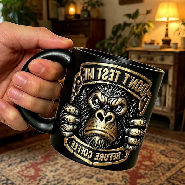 Gorillakaffemugg i harts, mångsidig dekoration för cafévisning (Peng) Style A