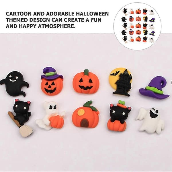 50 stk. Halloween hobby-pynt i harpiks, Halloween-tema charms til DIY-projekter (Peng)