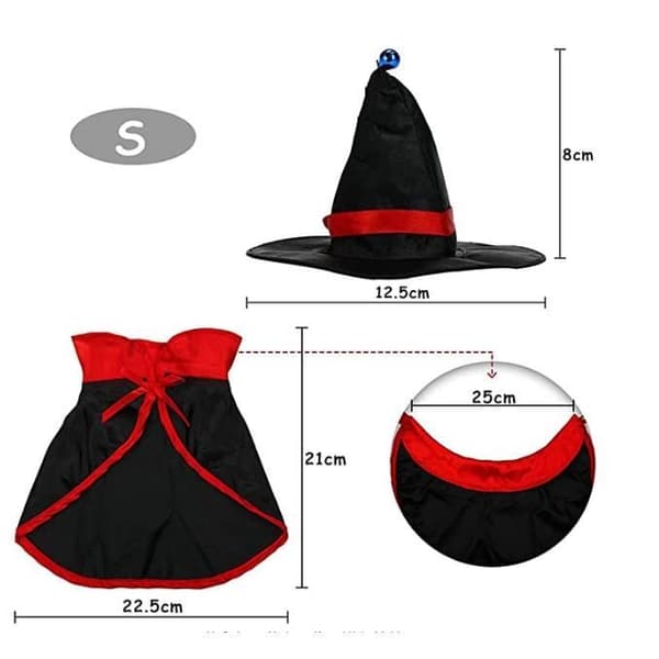 Kæledyrskostume til kat - Halloween - Vampyrkappe og troldmandshat - Hund (Pe)