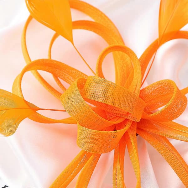 Orange bröllopsfascinator för hårklämma (Peng)