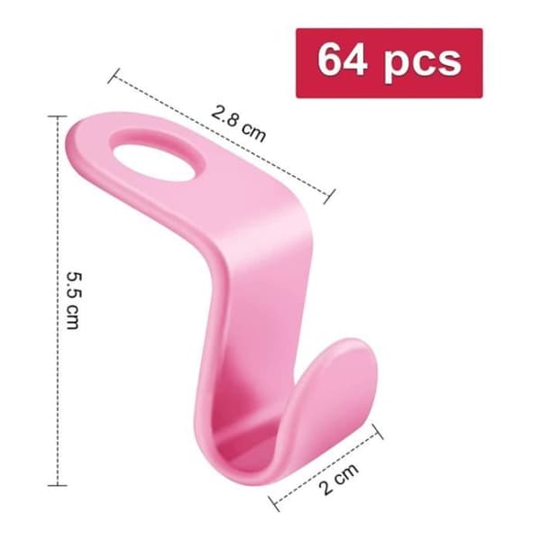 Bøjlekroge - Ikke specificeret - 64 stk. - ABS-plast - Pink - Pladsbesparende (Pe)