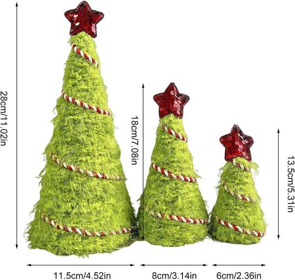 Mini kunstigt juletræssæt med tre (Pe)