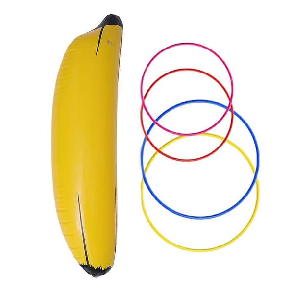 Uppblåsbar banan-ringkastningsleksak, 5-delars set i tjock PVC (Peng)