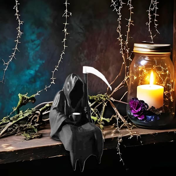 Skelett Halloween-dekoration som håller en kopp (Pe)