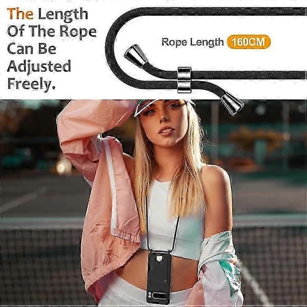 Kompatibelt etui til Google Pixel 8 Pro, flydende silikone, kortholder, bagcover med snor (Peng) Black