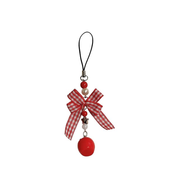 2 st Nyckelring med röd rosett-tomat och söt flicka, väskberlock (Peng) Red Bow Tomato Pendant