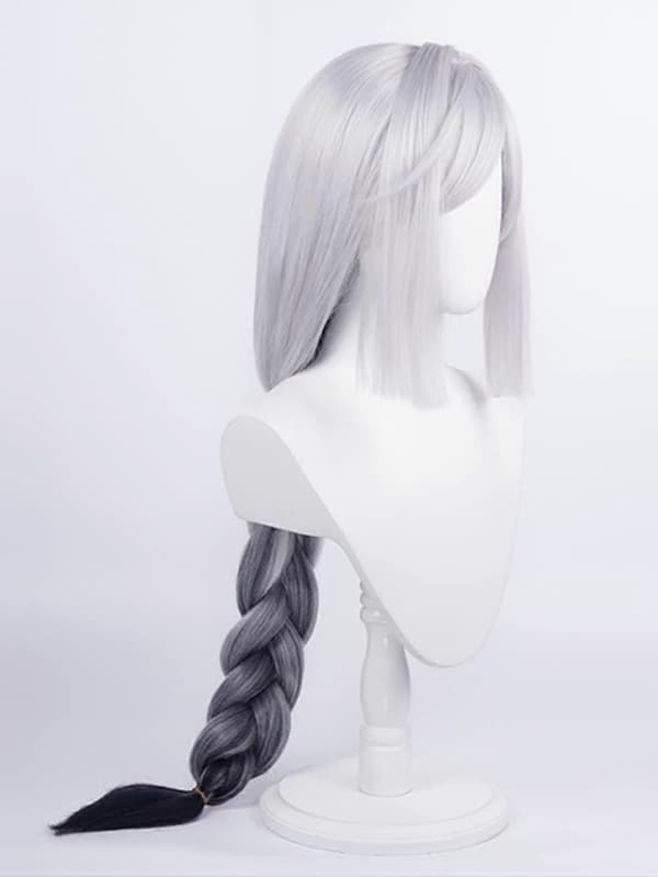 KATEA Grå hästsvans värmebeständig peruk för cosplay anime Shenhe peruker Halloween-kostymperuker grå - (Peng)