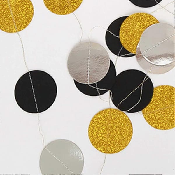 Glitter Round Paper Pull Flag Party Decoration Bunting 4Set (Peng)