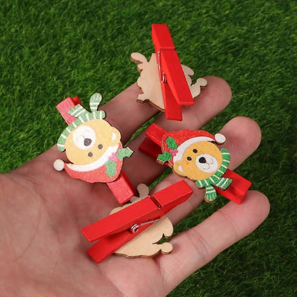 Jule-træklemmer til boligindretning 12 stk. DIY papir-fotoholder (Peng)