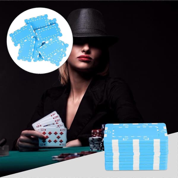 Blå pokerchips rektangulære pokerchips til spil 10 stk. (Peng)