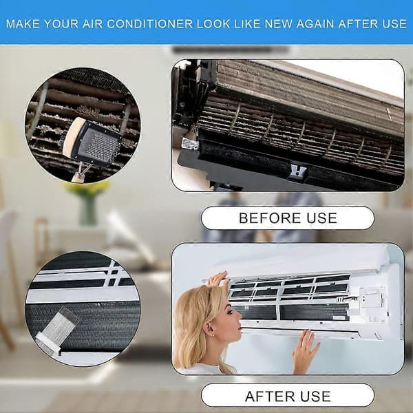 3-pack rengöringsborstar för luftkonditioneringsflänsar, HVAC-kondensor i rostfritt stål för kylskåp (Peng) As Shown
