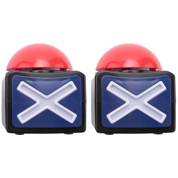 2 st. Game Answer Buzzer, spel-buzzer med ljud och ljus för frågesport och tävlingar (Peng) Black+red