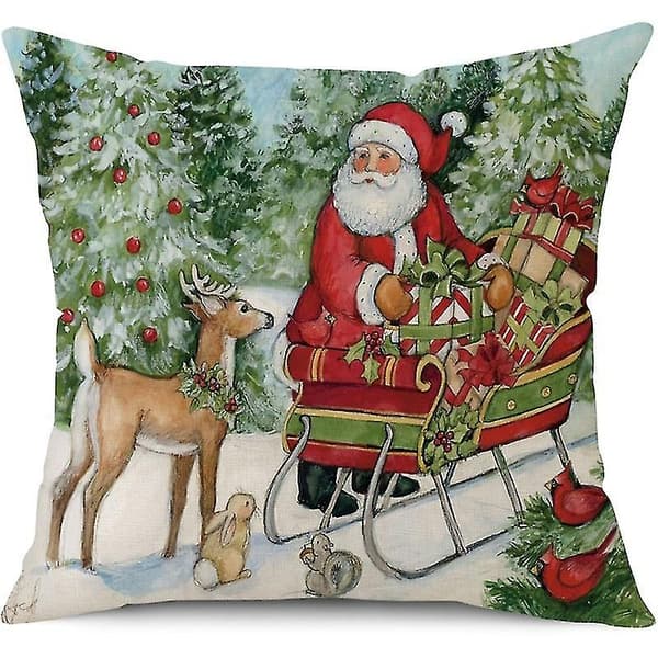 Set med 4 julkuddfodral 45x45 cm för juldekoration julpynt (Peng)
