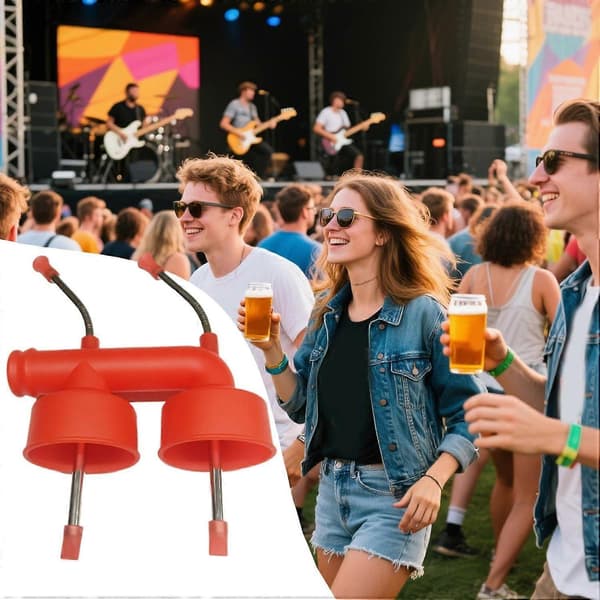 Beer Snorkel Dobbelt Dåse-drikkeenhed til Udendørs Fester, Camping, Tailgates og Studiefester (Peng)
