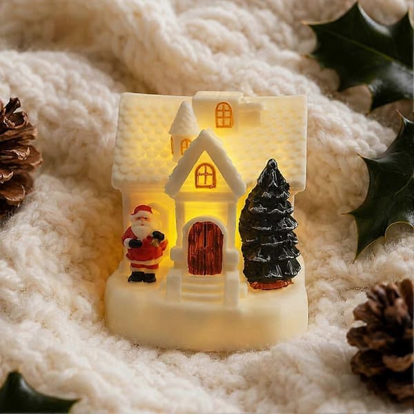 Julgransfigur LED-husstaty Julbordsdekoration Jultomte Julgran Vinter samlarfigur (Peng)