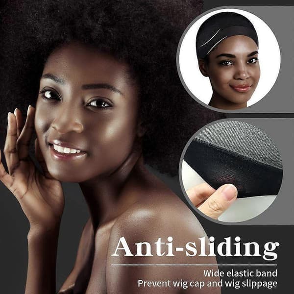 Perukmössa för Lace Front-peruk, nylonstrumpa, skallig mössa för peruk, 12 stycken (Peng) Black