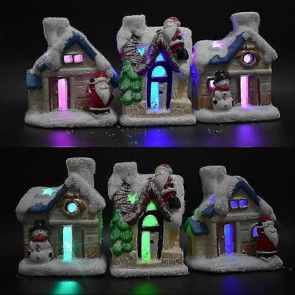 Julby med LED-belysning snöhus juldekoration (Peng)