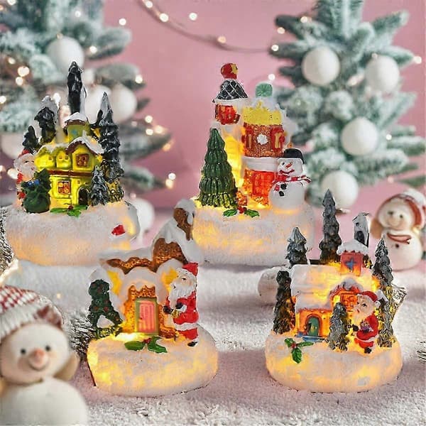 Pepparkakshus-prydnader, julbystadsdekorationer, julfigurer (Peng)