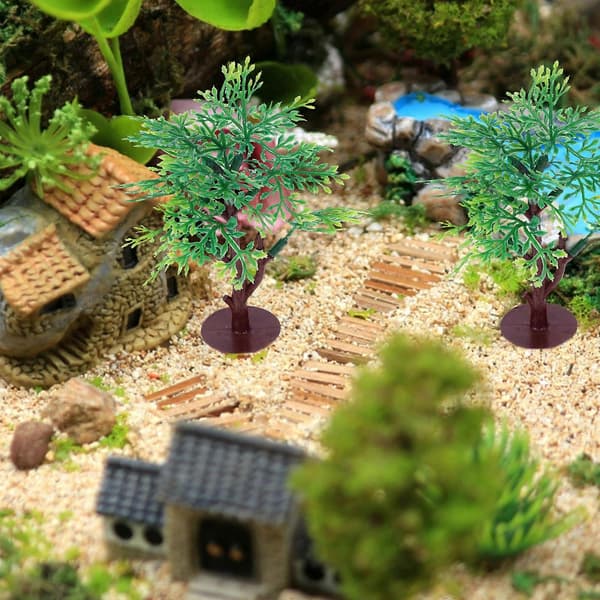 12 st modellträd miniatyrlandskapsträd mini plastträd för sandbord dockskåp (Peng)