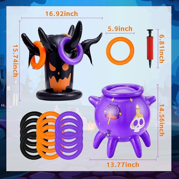 Halloween Ringkast-spil Oppusteligt uhyggeligt træ og heks-kastespil til børn (Peng)