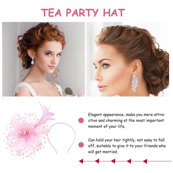 Eleganta fascinator-hattar för kvinnor bröllopsdekoration 1 set (Peng) Pink 23X20CM