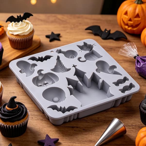 Halloween silikonformar för choklad och dekorationer - Spöklika former i set om 12 (Pe)