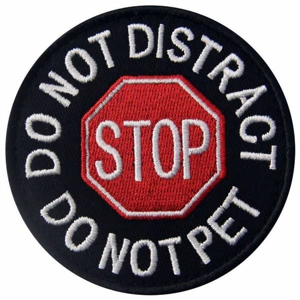 Palveluskoiran merkki - Erä 2, Monivärinen, Stop do not distract brodeerattu tarranauha - Patch Nonely (Pe)