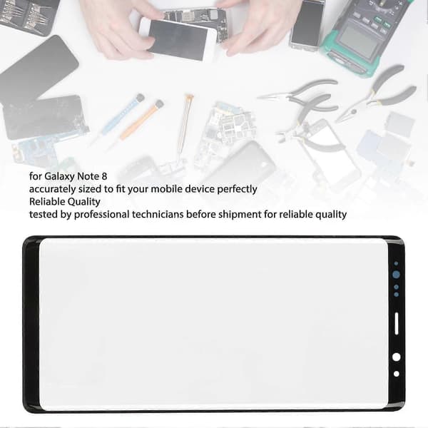 Udskiftning af forreste ydre glaslinse til mobiltelefon, reparationssæt til frontglas til Galaxy Note 8 Sort (Peng) Solid Normal