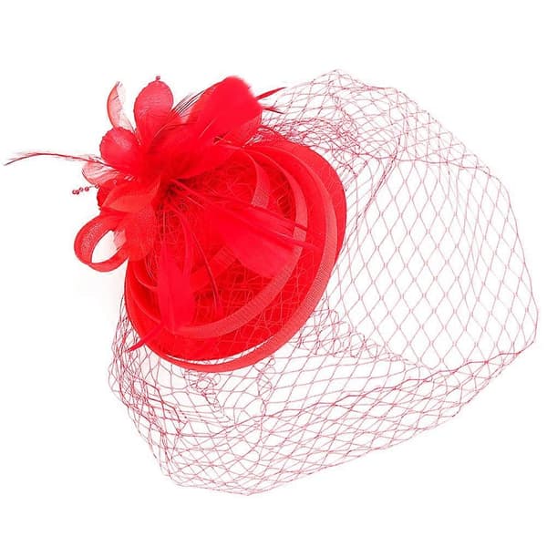 Fascinator-hatt för tebjudning för kvinnor Röd (Peng)