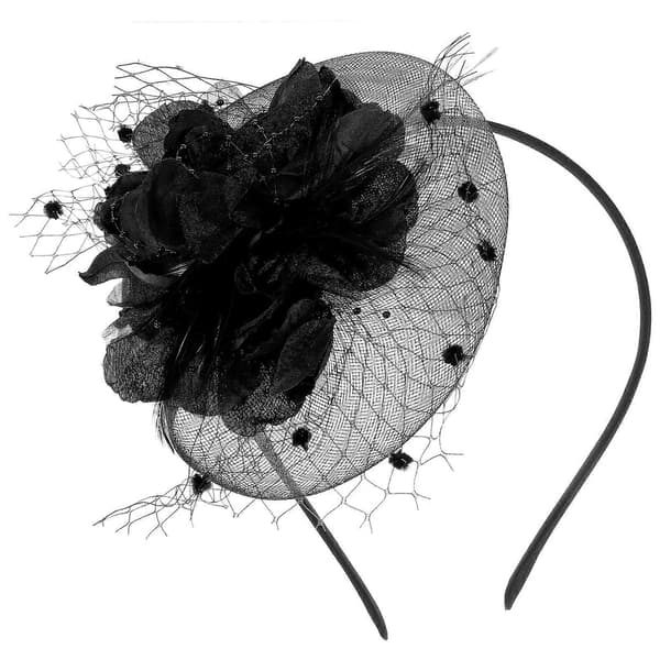 Blommig fascinator-hårband för kvinnor, hatt för tebjudning, 2 st mesh-huvudprydnad (Peng)