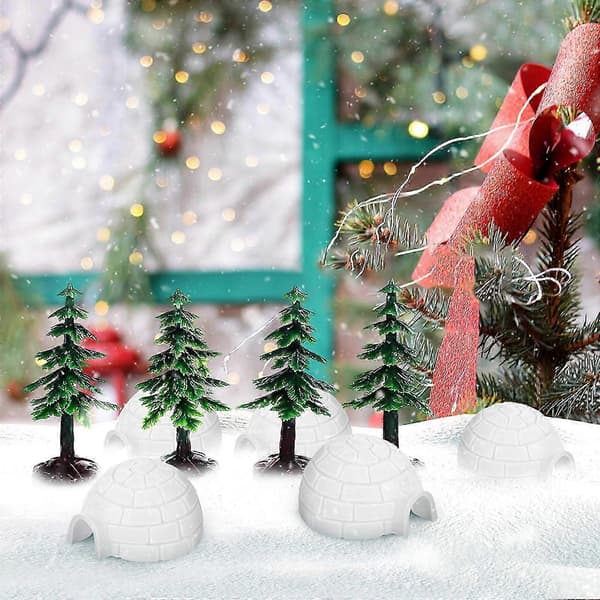 Ice House Models Igloo-figurer kompatibla med dekor 1 set minijulgranar för låtsaslek (pingvin)