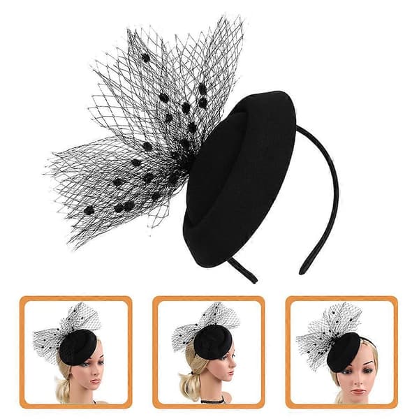 Mesh Net Fascinator-hatt för dekoration med hårklämma och diadem (Peng)