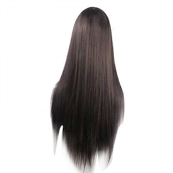 Rak peruk för kvinnor, syntetisk anime-peruk för cosplay (Peng) Dark Brown