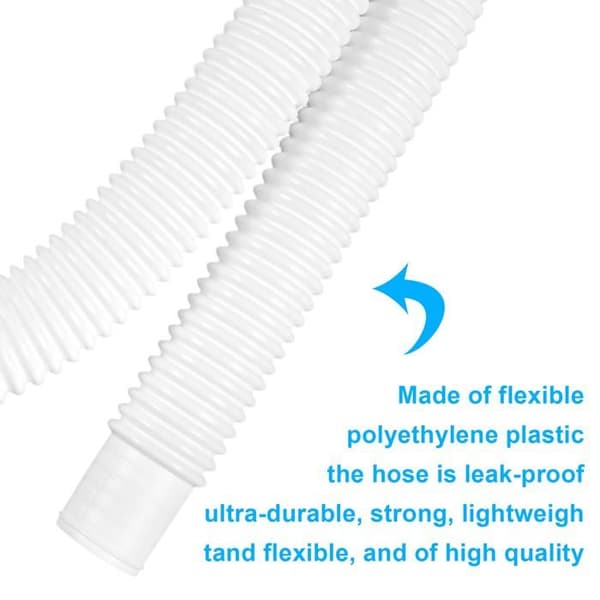 32mm-2 Poolslang, Vit, 150cm - Med slangklämmor för Intex ovanmarkspooler - Slang ingår ej (Pe)