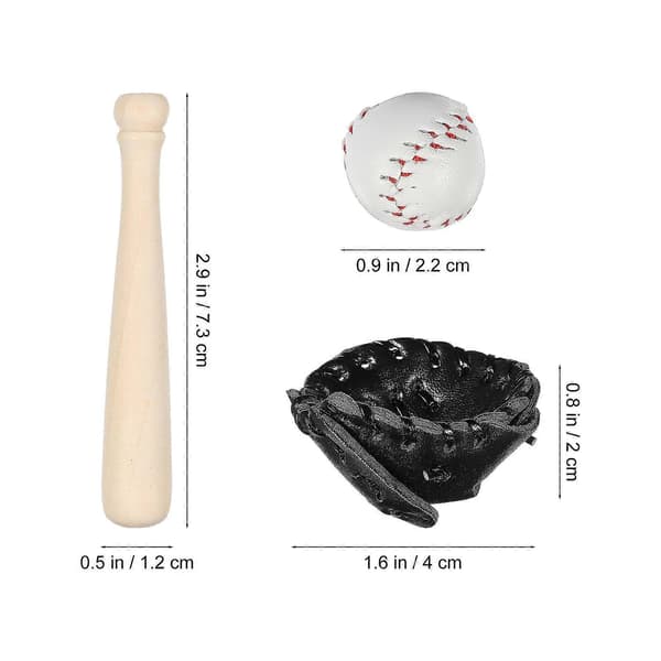 Mini-baseballmaila ja -räpylä koristeeksi, 1 setti koristeellisia mini-baseballtarvikkeita (Peng)