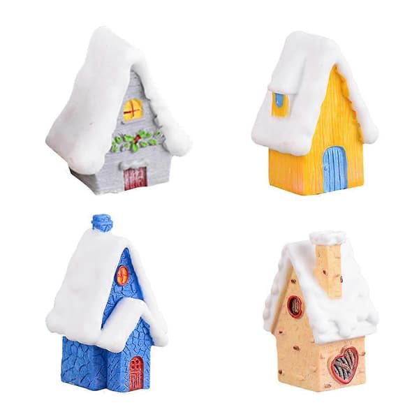 Liten snöhus-prydnad i harts för juldekoration, 4-pack (pingvin)