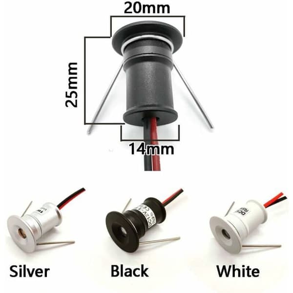 Mini LED-spotlights - CUNEARY - 9-pack - 12V 1W - Varmvit 3000K - IP65 - Infälld (Pe)