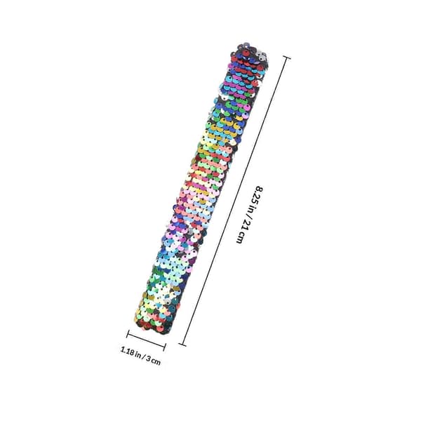 Assorterede farvede paillet-slap-armbånd til dekoration, 5 stk. børnearmbånd (Peng)