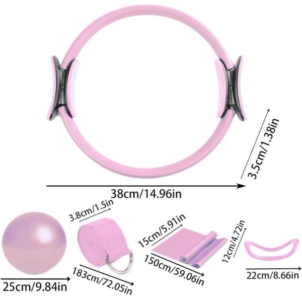 Pilateskit för hemmet - Set med 5 Pilatesringar - Pilateskit - Cirkulär benring, Yogaband (Pe)