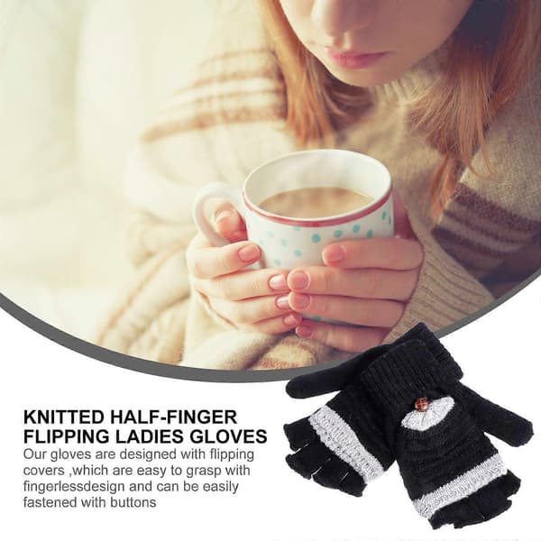 Vinterhandskar halvfingerhandskar för damer 1 par svarta (Peng)
