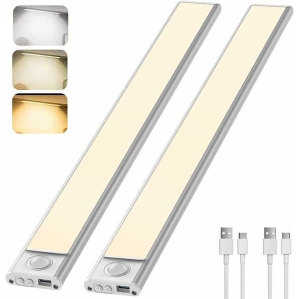 LED garderobsbelysning - PZCC - 30 cm - Rörelsesensor - USB-uppladdningsbar - 6000K, 3 lägen (Pe)