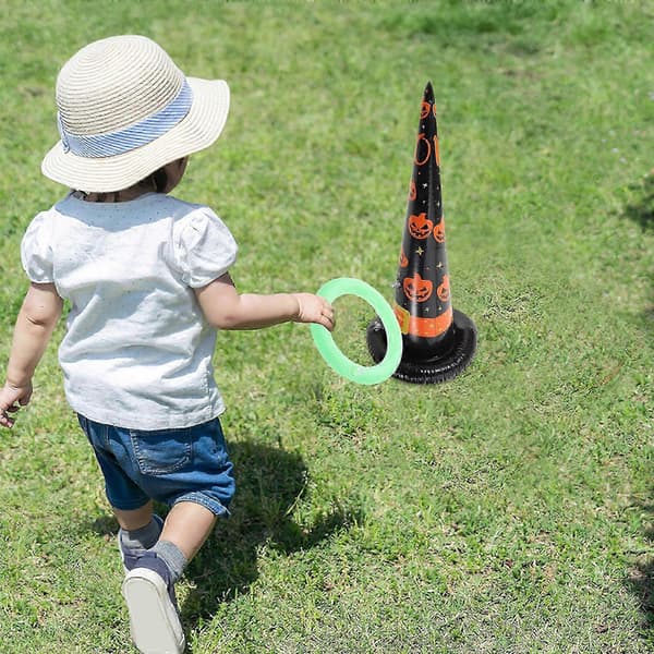 Oppusteligt heksehat-ringspil 1 sæt plast til Halloween-karneval (Peng)