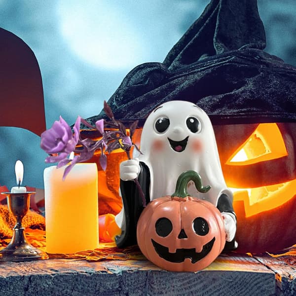 Fantasyharpiksstatue med græskar - Skrivebordsdekoration til Halloween (Pe)