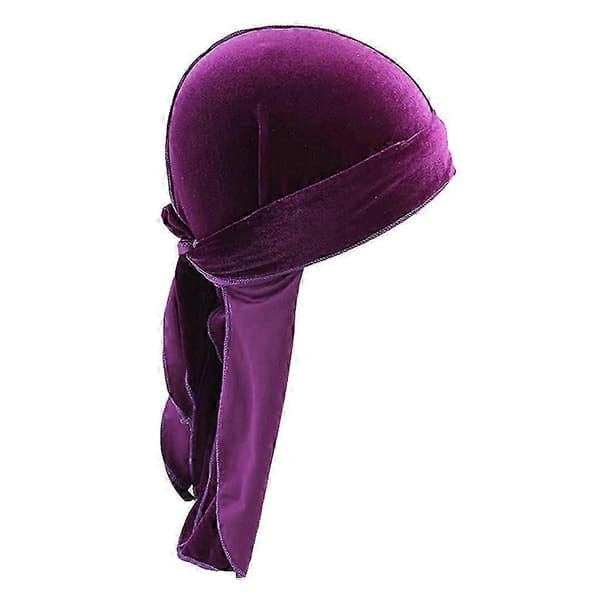 2 X Elegant Durag-huvudbonad i sammet med lång svans för dam och herr (Peng)