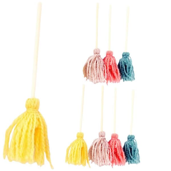 Dukkehus mopper miniature rengøringsværktøj til dekoration 8 stk mini moppe modeller (Peng)