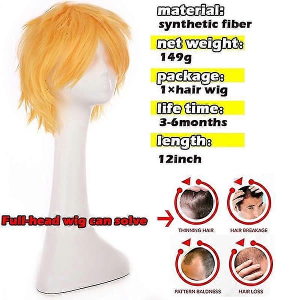 Cosplay-peruk anime kort rak peruk för pojkar (Peng) Blond