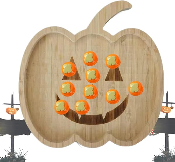 Pumpa serveringsbräda i trä med dekorativa skålar för Halloween-snacks (Pe)