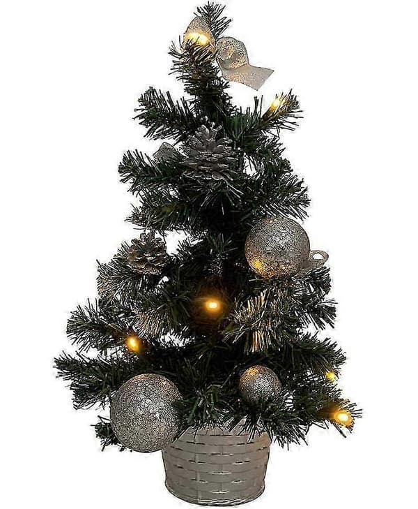 Juldekoration - Dekorerad julgran 20 cm med öglor och kulor (Peng)